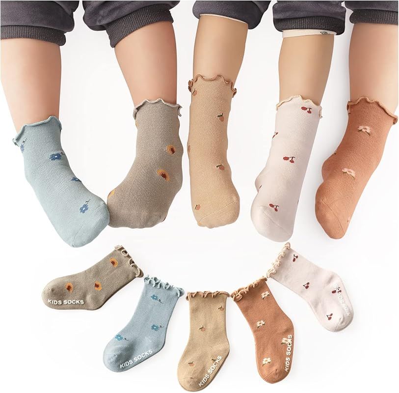 Baby Girl Socks Toddler Frilly Ruffle Socks Infant Newborn Neutral Socks Non Skid Anti Slip with ... | Amazon (US)