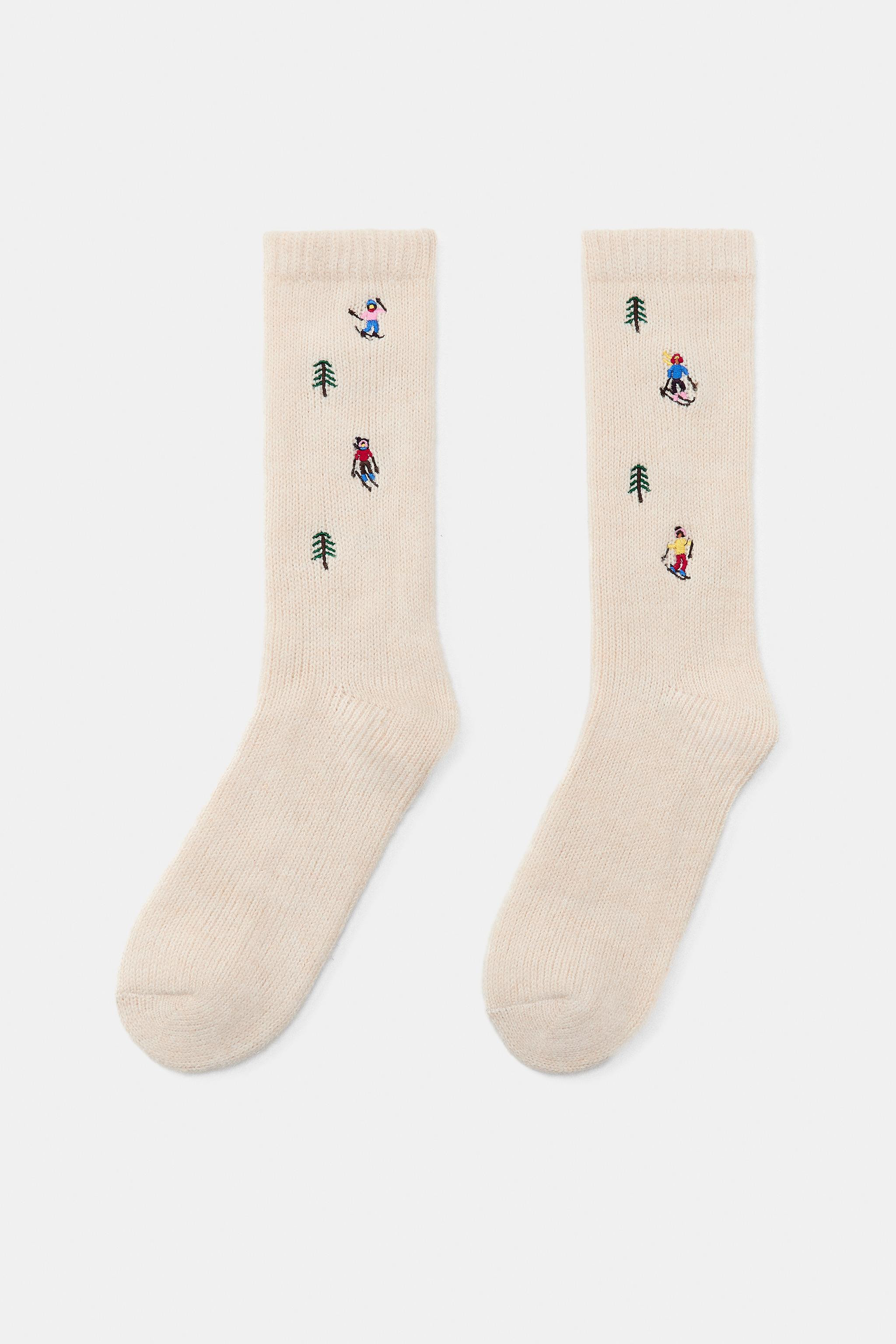 EMBROIDERED TALL SOCKS | Zara AU