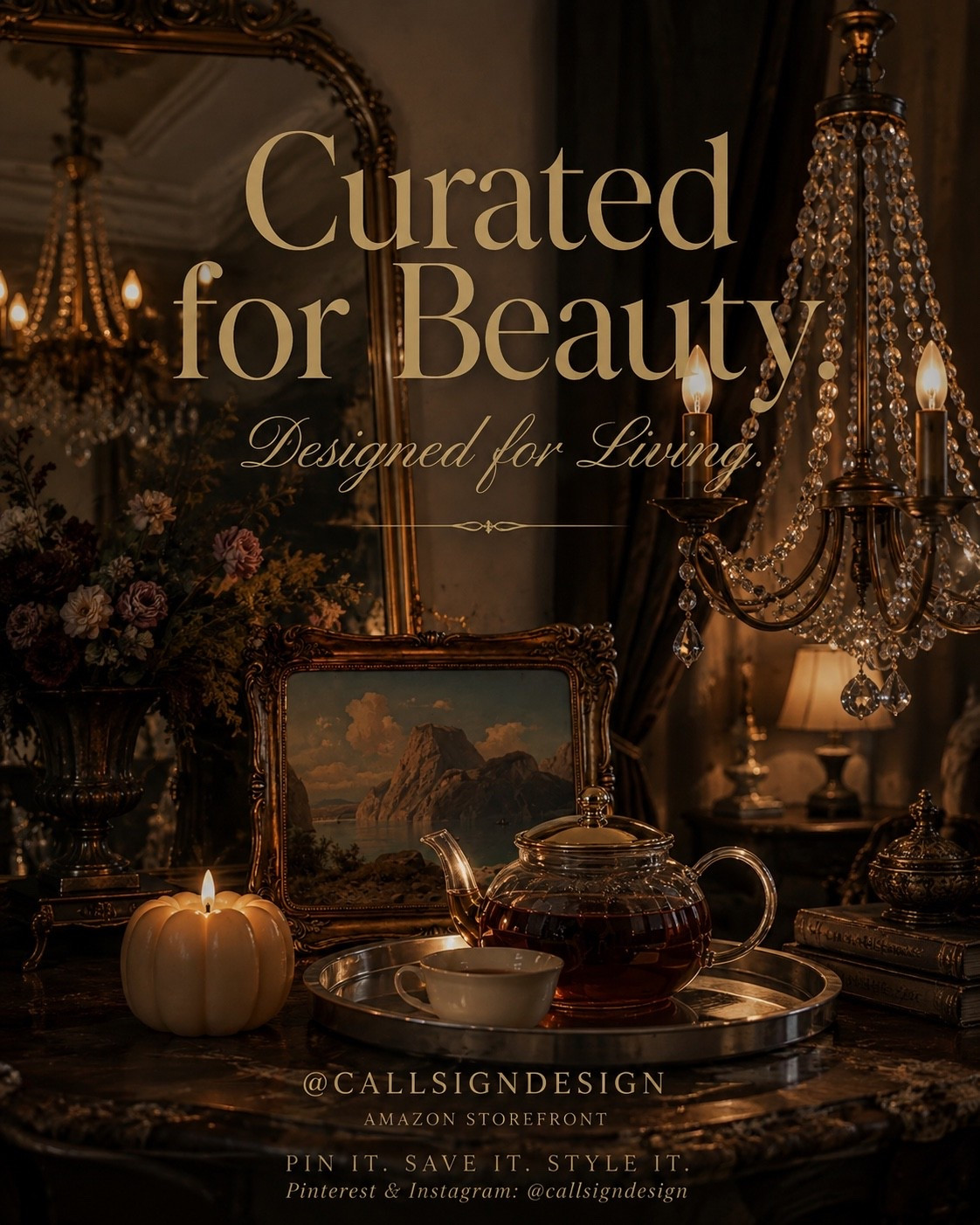 Create a home that feels beautifully collected, warm, and intentionally lived in. Layer antique-inspired lighting, classic artwork, elegant serving pieces, and candlelight to bring depth, character, and timeless charm to every corner. These Amazon finds make everyday moments feel just a little more special.

#AmazonFinds #ClassicHomeDecor #TimelessInteriors #VintageInspired #MoodyHome #ElegantLiving #AmazonHome #OldMoneyAesthetic #TraditionalDecor #HomeDecorInspo #CollectedHome #LuxuryForLess #InteriorStyling #CandlelightDecor #callsigndesign