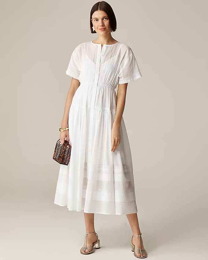 Pintuck shirtdress in cotton voile | J. Crew US