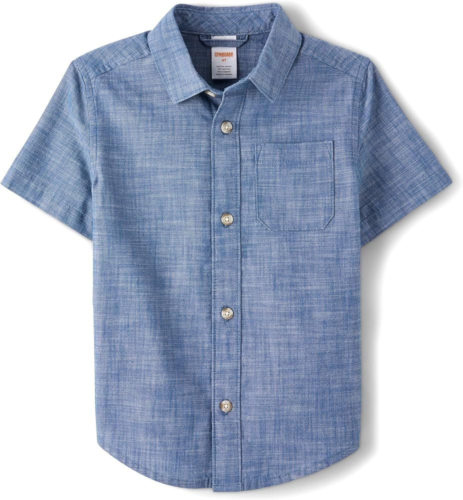 Gymboree,Boys,and Toddler Short Sleeve Button Up Shirt,Chambray,5T | Amazon (US)