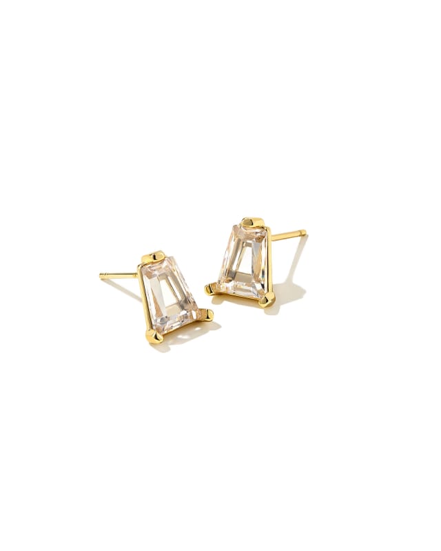 Blair Gold Stud Earrings in White Crystal | Kendra Scott