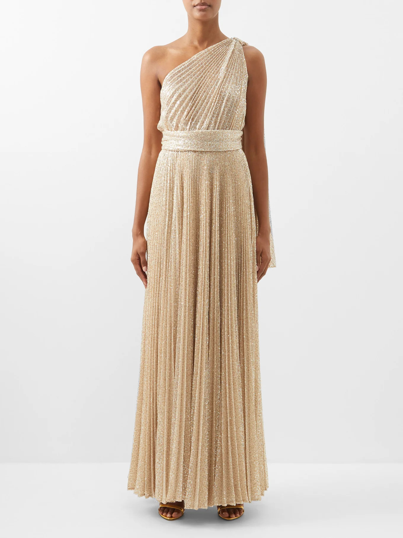 Drape-back sequin-embellished pleated tulle dress | Matches (US)