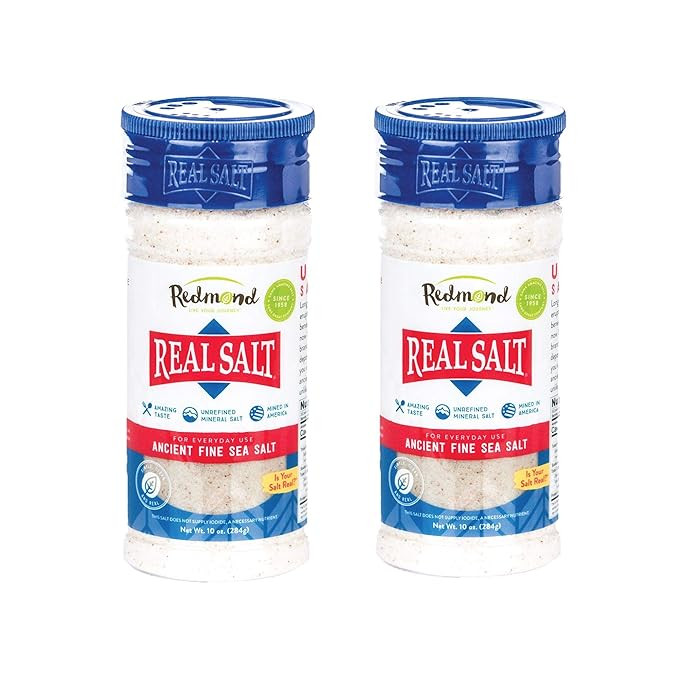 Redmond Real Sea Salt - Natural Unrefined Gluten Free Fine, 10 Ounce Shaker (2 Pack) | Amazon (US)