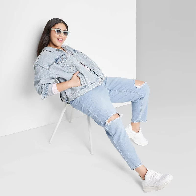 Women's Super-High Rise Distressed Mom Taper Jeans - Wild Fable™ | Target