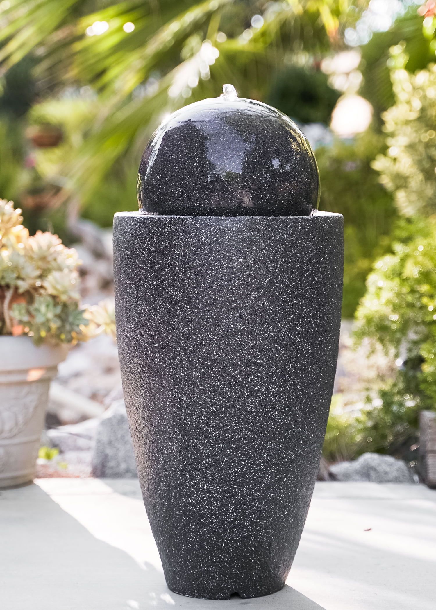 XBrand Modern Stone Textured Round Sphere Water Fountain w/LED Lights, Indoor Outdoor Décor, 25.... | Walmart (US)