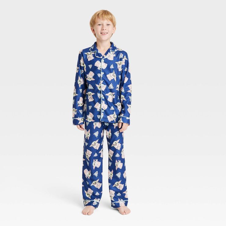 Boys' Star Wars: The Mandalorian The Child 2pc Coat Pajama Set - Blue | Target