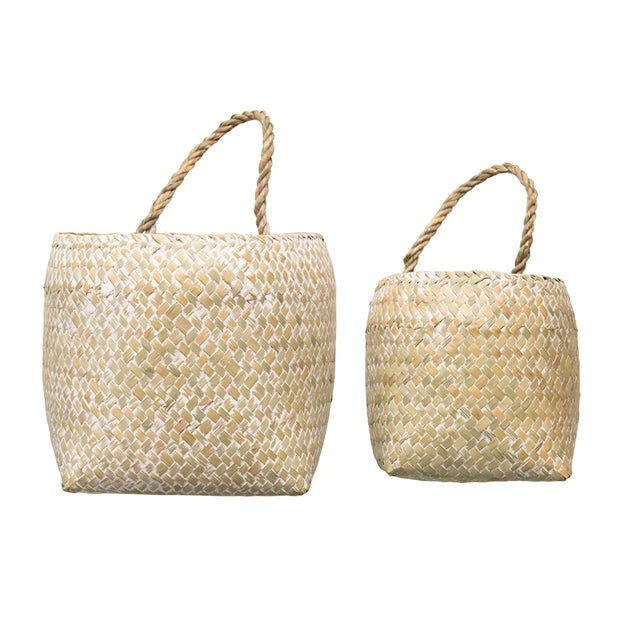 Hand-Woven Wall Baskets with Handles | Nigh Road