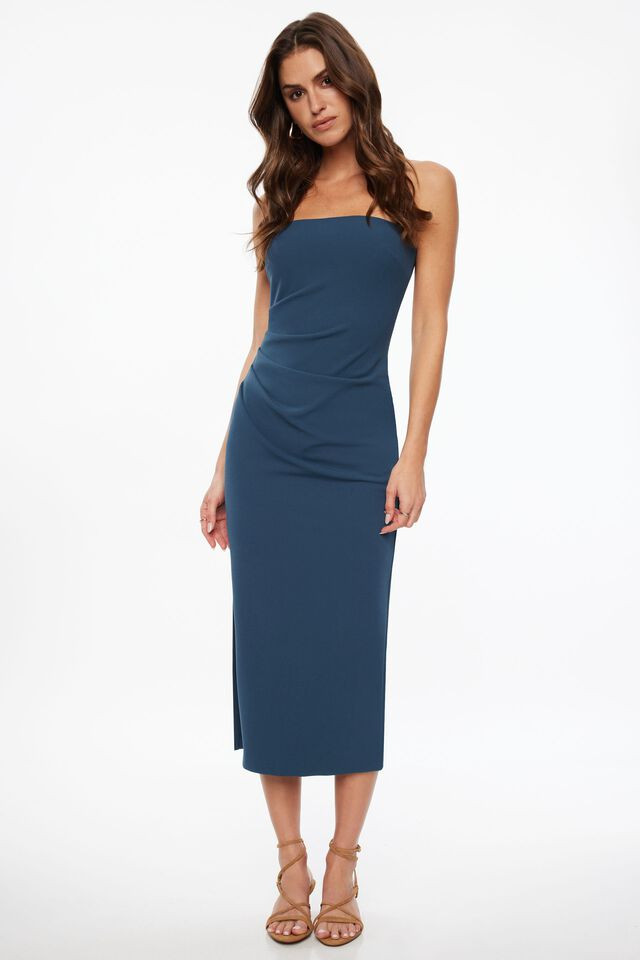 Pleated Tube Midi Dress | Dynamite Clothing