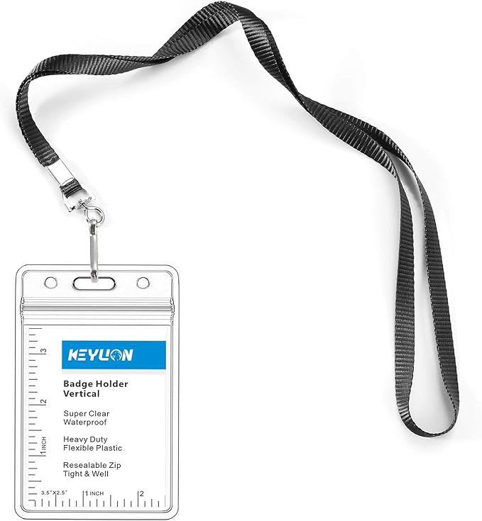 KEYLION Vertical ID Name Badge Holder with Woven Lanyard Sets (Black, Non-Breakaway,5 Pack)- Thic... | Amazon (US)