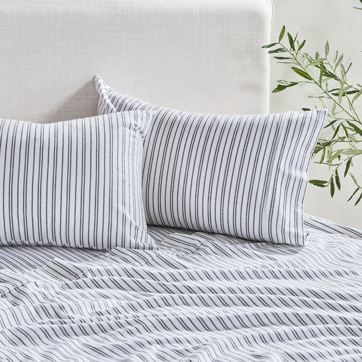 Charcoal Stripe Cotton Flannelette Sheet Set | Pillow Talk AU