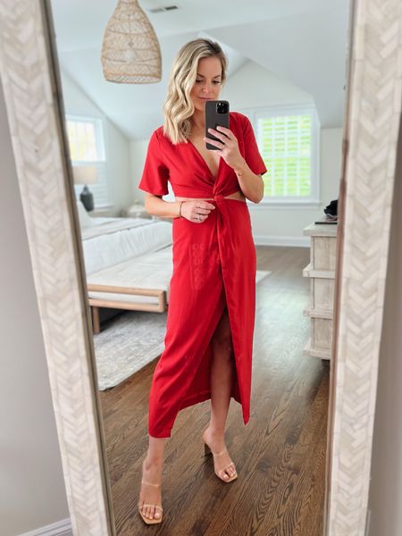 Red midi dress comes in 2 colors // I’m 5’5 wearing an XS 

summer dress, vacation dress, resort wear, date night 

#LTKstyletip 

#LTKSeasonal