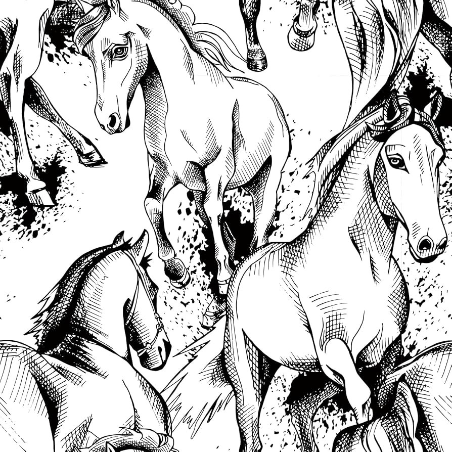 Livelynine 17.5x276 Horse Peel and Stick Wallpaper Mural Black and White Western Wall Paper for B... | Amazon (US)