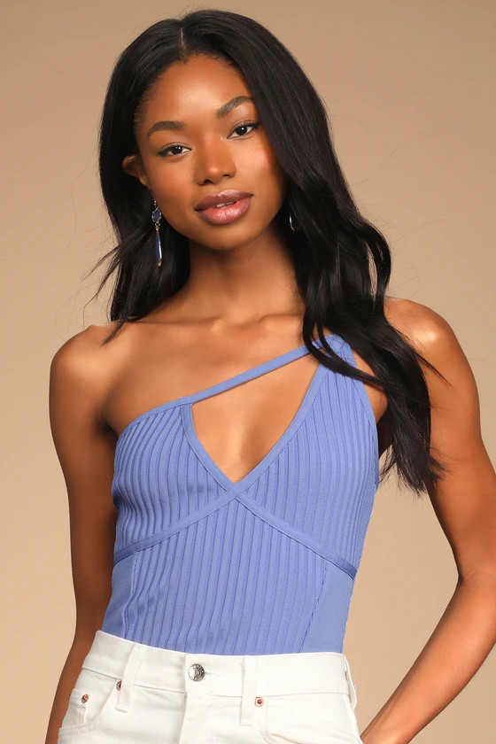 Flirtatious Ways Periwinkle Asymmetrical One-Shoulder Bodysuit | Lulus (US)