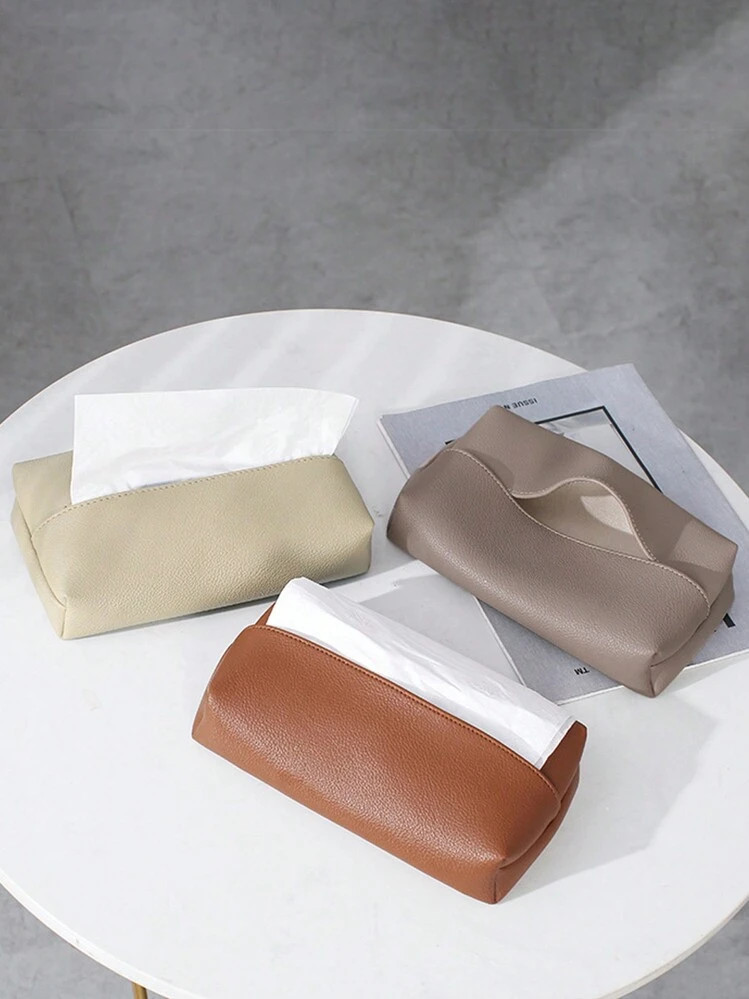 1 Peça Caixa De Lenços Em Couro PU Bege/Cinza/Marrom/Cáqui, Suporte De Lenços De Mesa De Estilo Nórdico Em Couro Macio Para Sala De Estar, Quarto, Escritório, Utensílios Domésticos, Mesa, Decoração Doméstica, Organização E Armazenamento Doméstico, Decoração De Quarto, Acessórios De Cozinha, Utensílios De Cozinha, Organizador De Cozinha, Viagem, Feriados, Suporte Para Caixa De Lenços, Porta-Guardanapos, Reunião Familiar De Férias, Decoração De Mesa De Cozinha E Sala De Jantar, Acessórios De Decoração Doméstica, Caixa Decorativa, Presente De Casamento Para Mulheres, Itens Essenciais Para Viagens De Verão E Férias | SHEIN