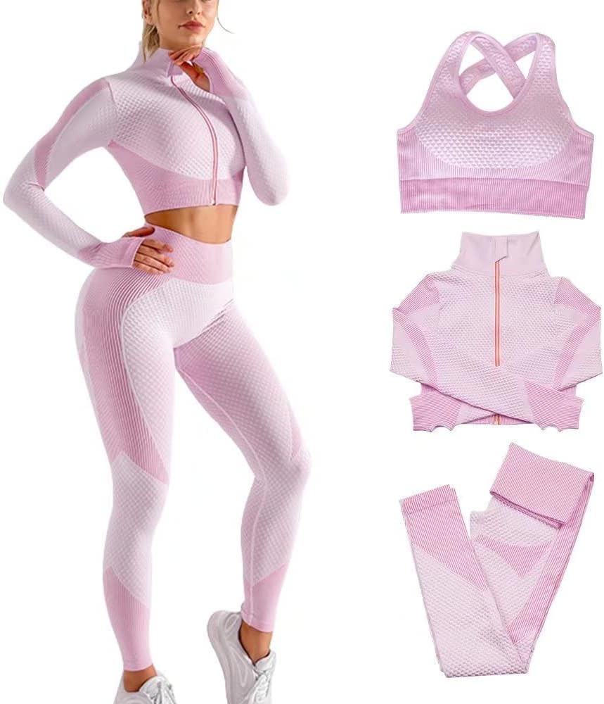 3pcs Seamless Outfit Workout Sets Gym for Women, Fitness Sports School Running Clothes Yoga Sport... | Amazon (US)