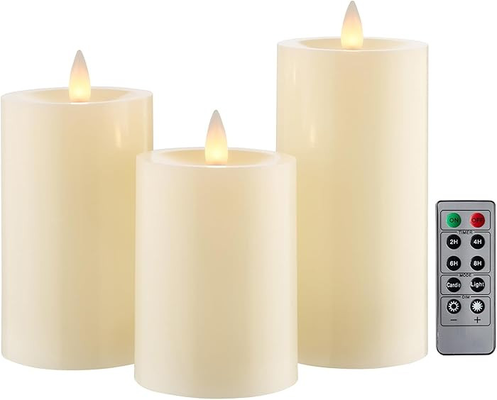 Flameless Pillar Candles Flickering with Remote Timer, Battery Operated LED Candles Up to 400 Hou... | Amazon (US)