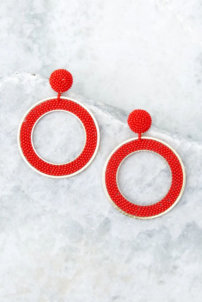 Spirit Clean Red Beaded Earrings | Red Dress 