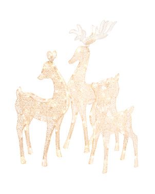 Set Of 3 Luxesparkle Tinsel Splendor A Frame Deer Family | TJ Maxx