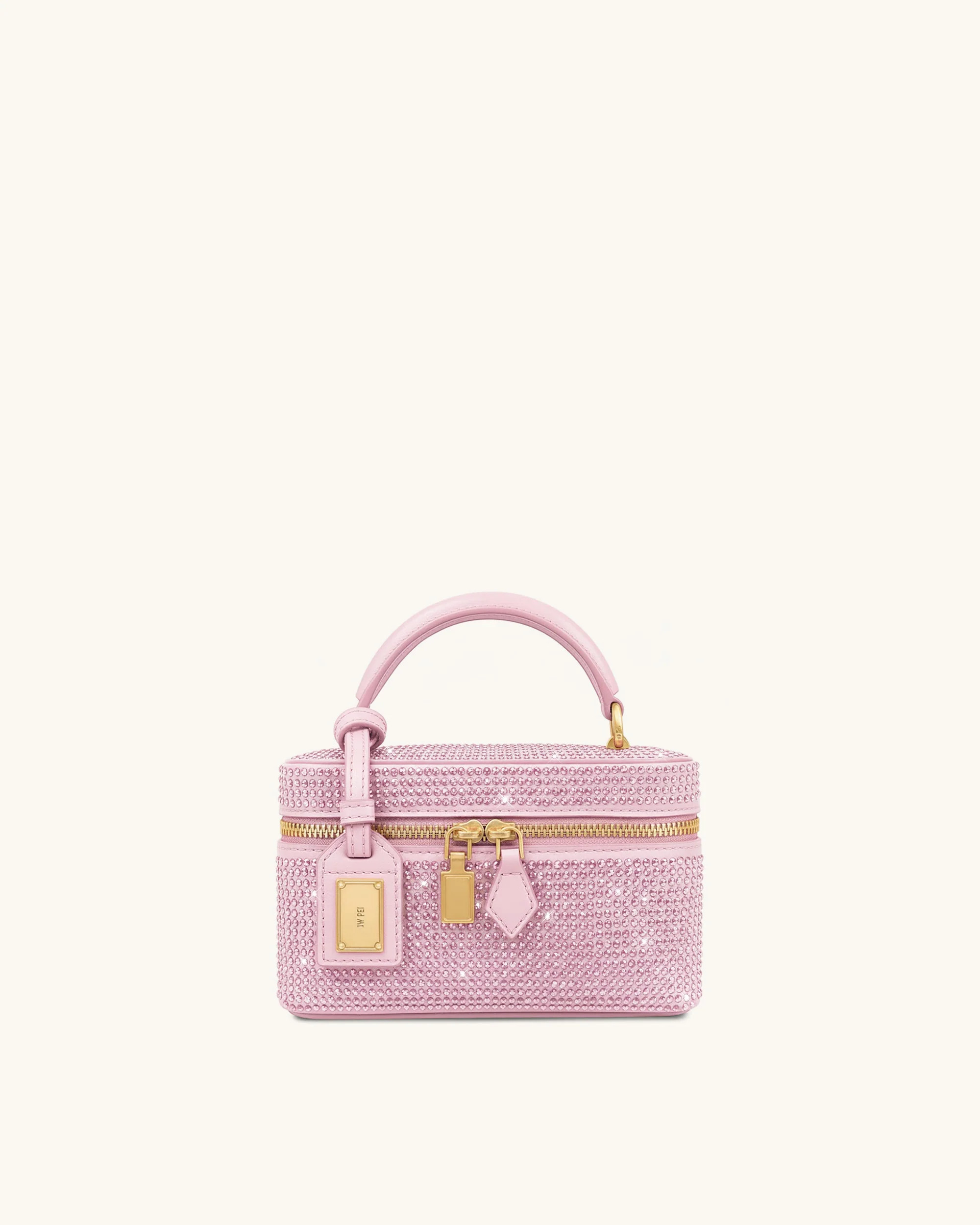 Cleo Artificial Crystal Box Shape Top Handle Bag - Pink | JW PEI US