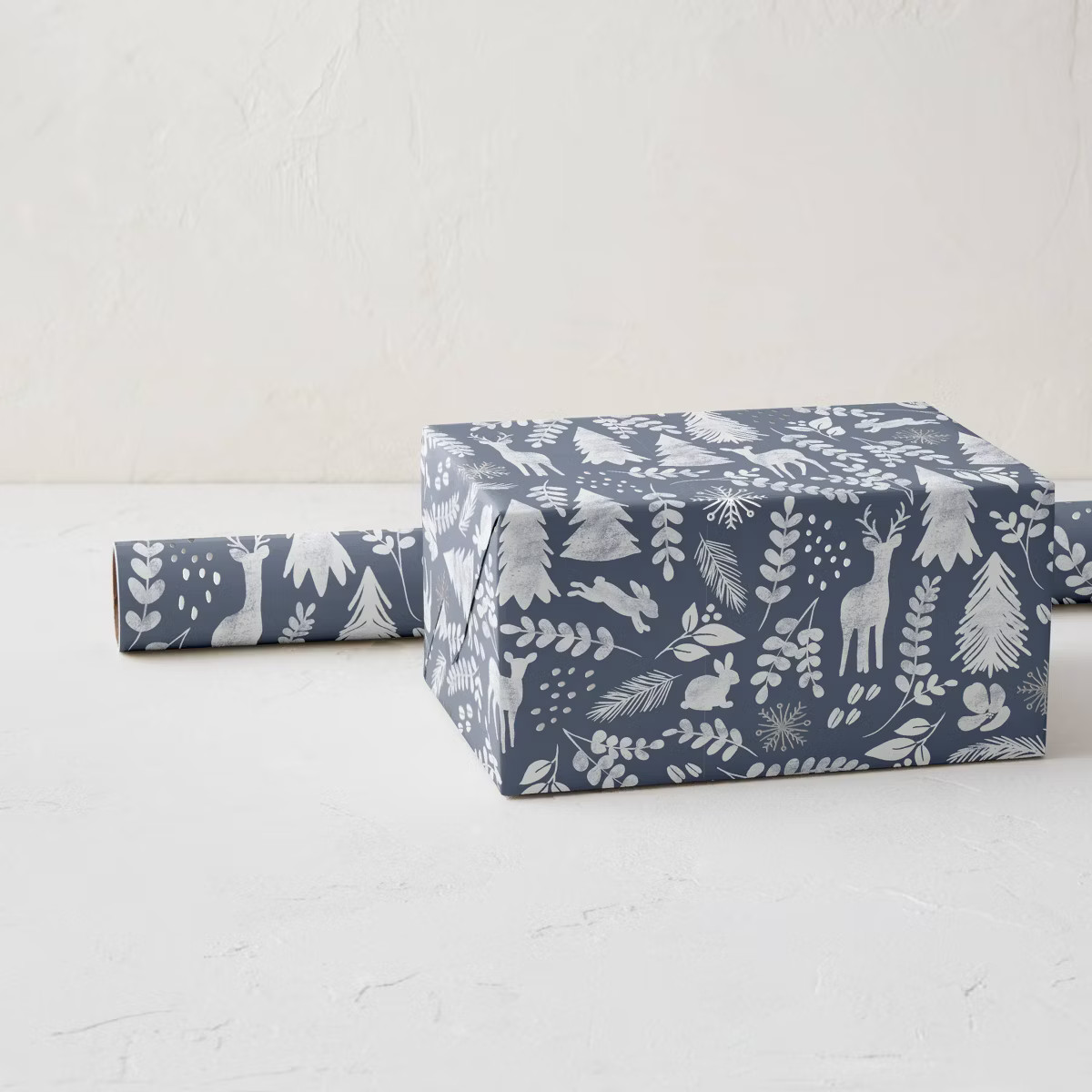 Minted Foil Forest Frost Luxury Gift Wrapping Paper Blue/White | Target
