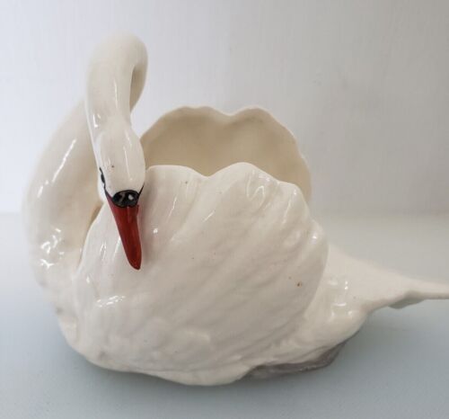 Vintage Czechoslovakia Ceramic Swan Cream Planter Vase 6"X4" Mid Century | eBay US