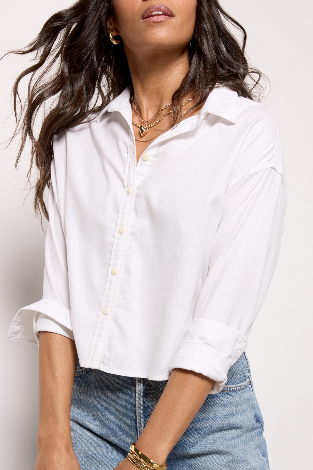 Stretch Oxford Crop Shirt | Evereve