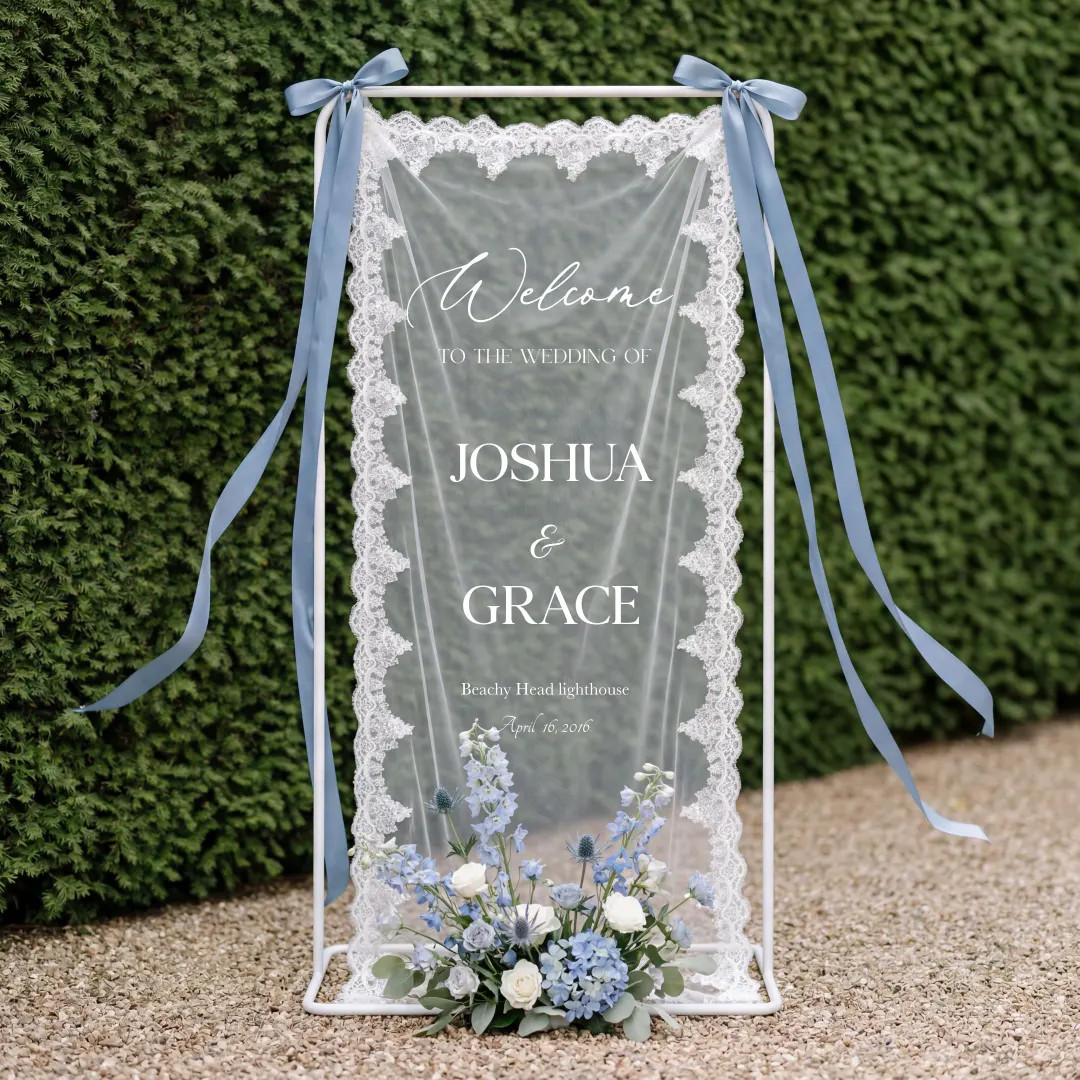 Custom Lace Wedding Welcome Sign, Personalized Lace Wedding Sign, Boho Wedding Decor, Modern Cere... | Etsy (US)