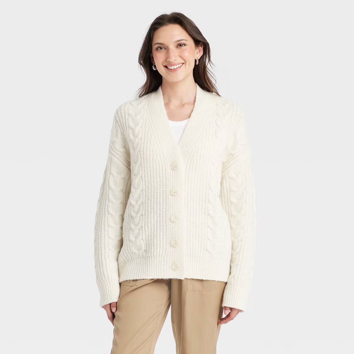 Women's Cozy Knit Cable Stitch Cardigan - Universal Thread™ | Target