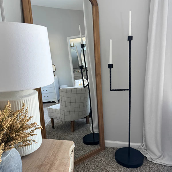 50 Inch Black Iron Floor Candelabra - Decor Steals | Decor Steals