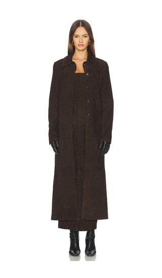 SRG Bruno Suede Coat in Chocolate. - size S | Revolve Clothing (Global)