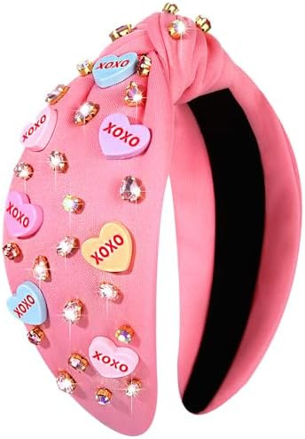 Valentine's Day Headband for Women XOXO Love Massage Heart Headband Red Pink (1 Count) | Amazon (US)