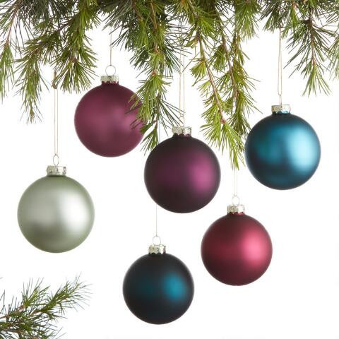 Jewel Tone Glass Ball Christmas Ornaments 6 Pack | World Market