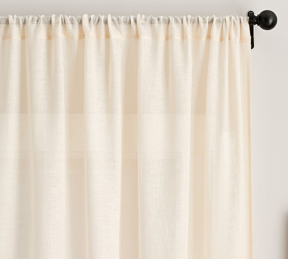 Belgian Flax Linen Sheer Curtain, Ivory, 50" W x 96" L | Pottery Barn (US)
