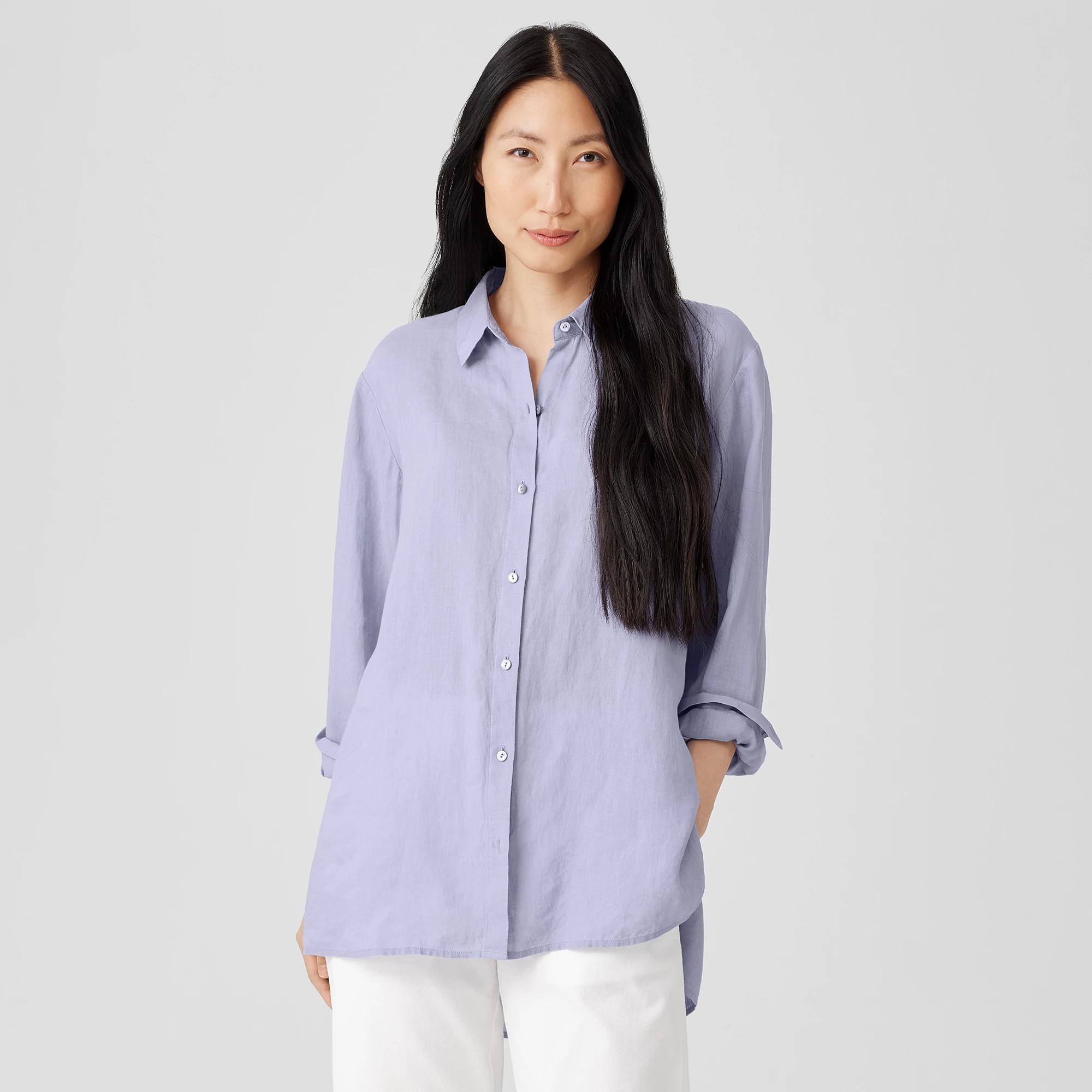 Handkerchief Linen Classic Collar Shirt | Eileen Fisher