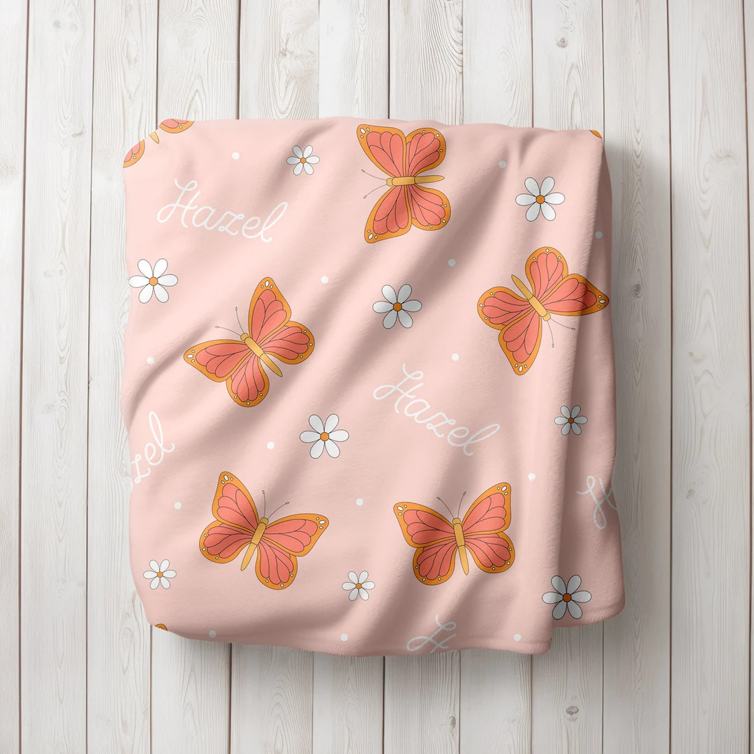 Custom Butterfly Blanket Baby Blanket for Girl Baby Shower - Etsy | Etsy (US)