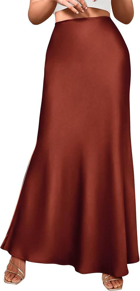 BTFBM Women's Spring Summer Skirt 2024 Silk Elegant High Waist Cocktail Party Wedding Mermaid Hem... | Amazon (US)