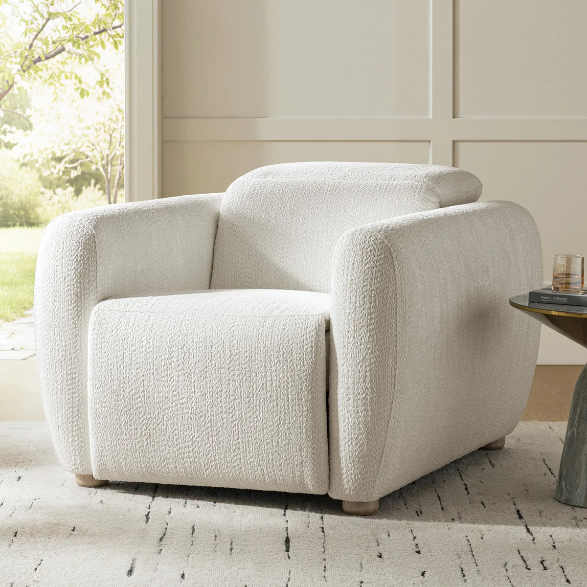 Aegean Modern Chenille Power Recliner with Dual Motor and Covered Arms | Wayfair North America