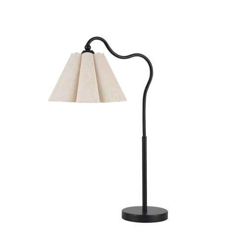KUNJOULAM Modern Table Lamps, Nightstand Bedside Lamps with Umbrella Form Linen Lampshade, Black ... | Amazon (US)