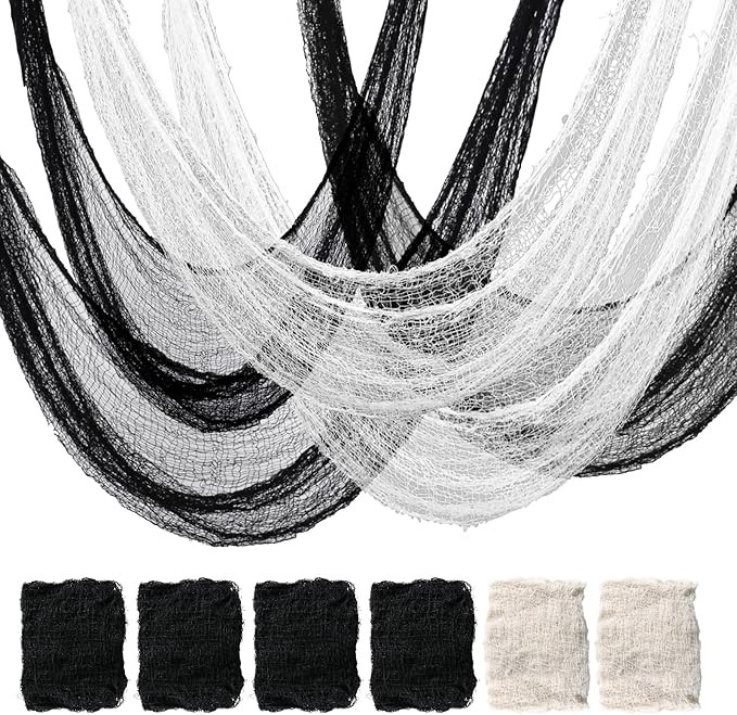 6 Pack Halloween Creepy Cloth (30 x 72 Inch), Halloween Gauze (4 Black + 2 White), Creepy Gauze f... | Amazon (US)