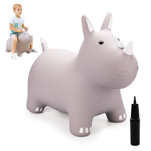 ZOOJOY Bouncy Horse Animals Hopper,Inflatable Bouncing Horse Jumping Animals for Toddlers,Ride On Hopping Toys for Girls/Boys,Great Gift W/P (Grey) | Amazon (US)