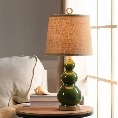 Nautical Green Table Lamp with Burlap Shade and Circle Faux Rope Finial - StyleCraft: Polyresin & Glass, UL Listed, No Assembly Required | Target