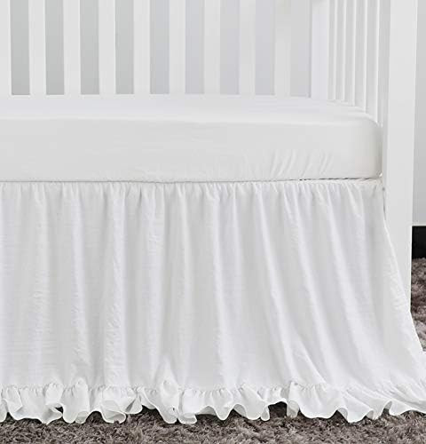 Sahaler Crib Ruffle Skirt Baby Girl Boys Nursery Bedding Dust Ruffle (White) | Amazon (US)
