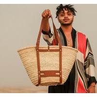 Bohemian Style Woven Tote Bag | Large Straw Beach With Leather Straps Versatile Unisex Summer Accessory | Etsy (US)