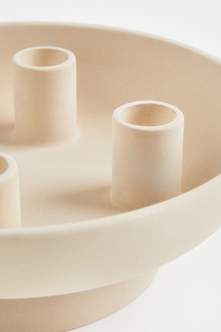 Round Stoneware Candle Holder | H&M (US + CA)