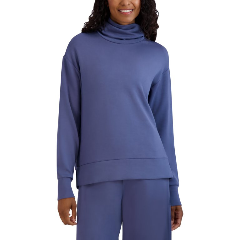 BCBG Paris Women's Mock Neck Long Sleeve Tunic Length Space Dye Pullover with Slits, Sizes XS to ... | Walmart (US)