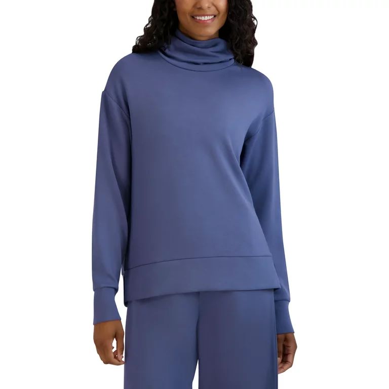 BCBG Paris Women's Mock Neck Long Sleeve Tunic Length Space Dye Pullover with Slits, Sizes XS to ... | Walmart (US)