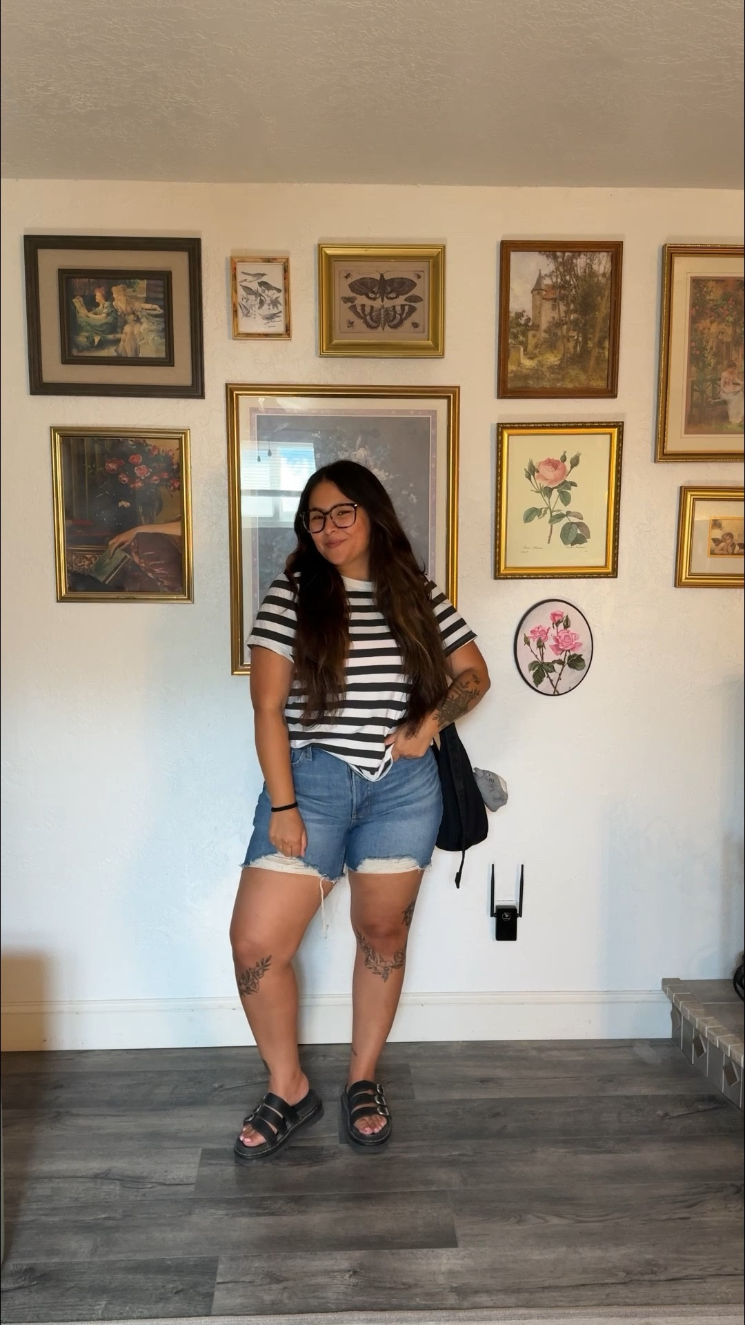 Wearing a large in the shirt and an 8 in the shorts :) 