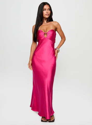 Cyprian Strapless Maxi Dress Hot Pink | Princess Polly US