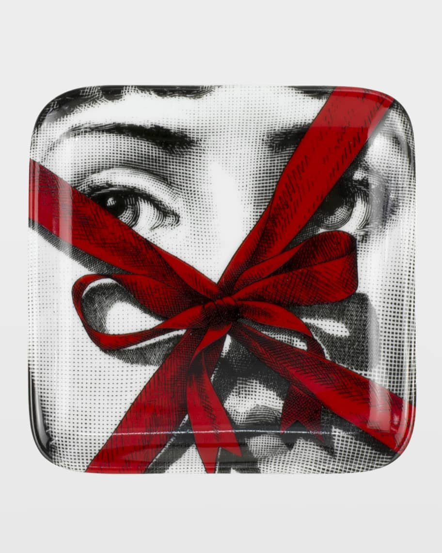 Fornasetti Square ashtray red bow gift | Horchow